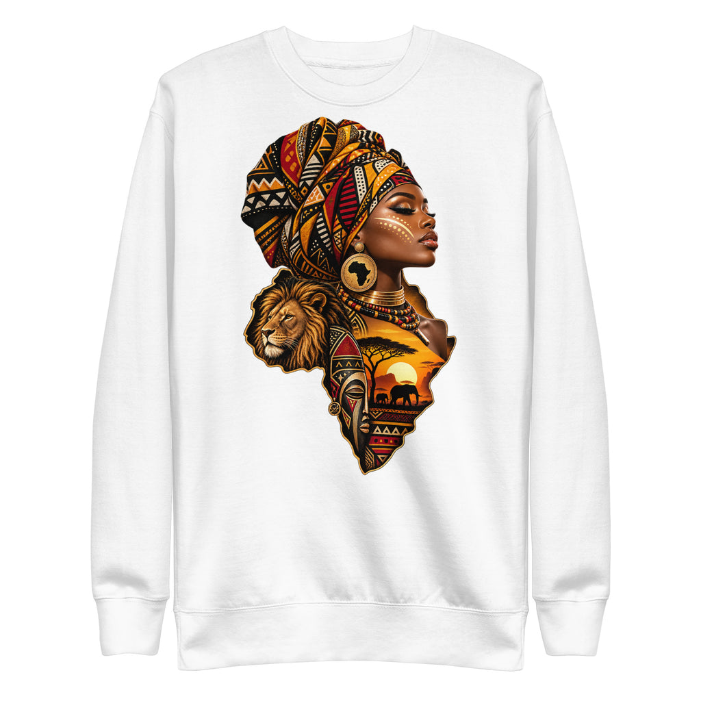 Sweat Blanc Africa Queen - vue de face - African Generation