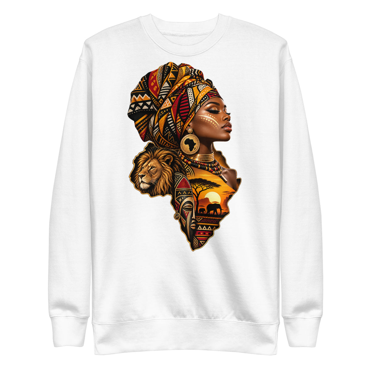 Sweat Blanc Africa Queen - vue de face - African Generation