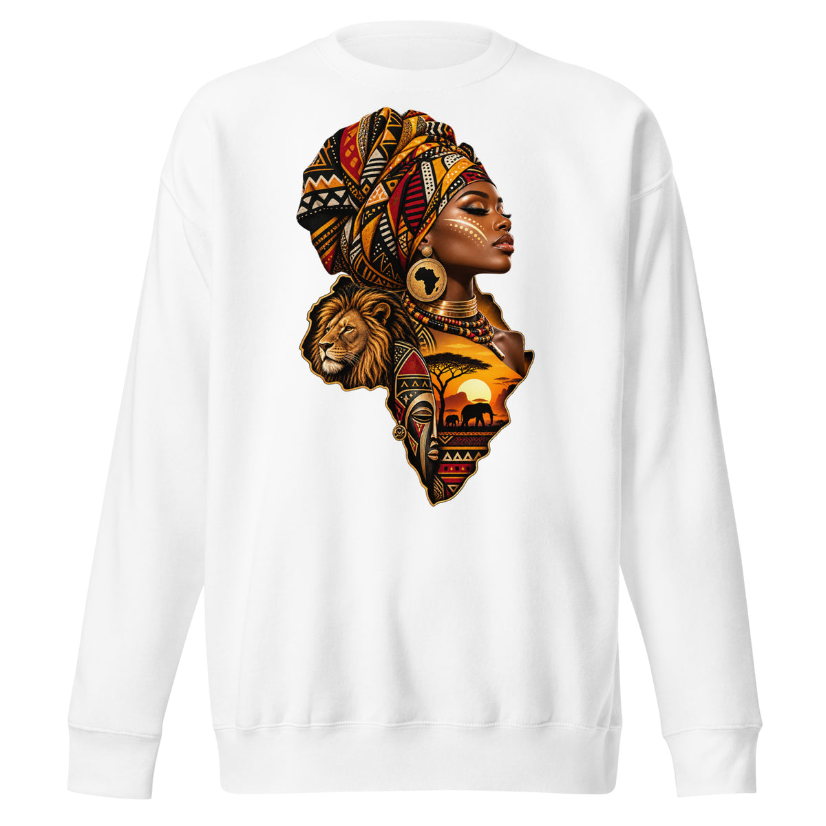 Sweat Blanc Africa Queen - vue de face - African Generation