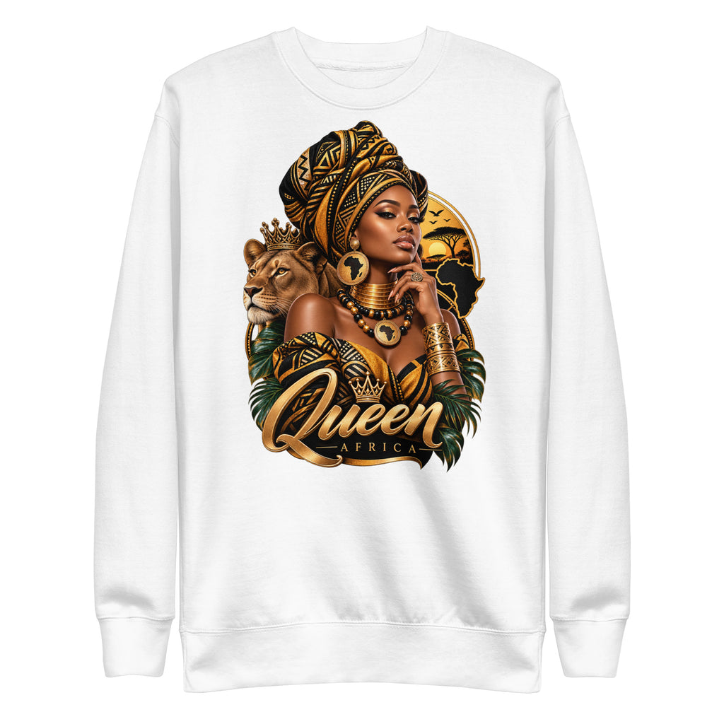 Sweat Blanc Queen Africa - vue de face - African Generation