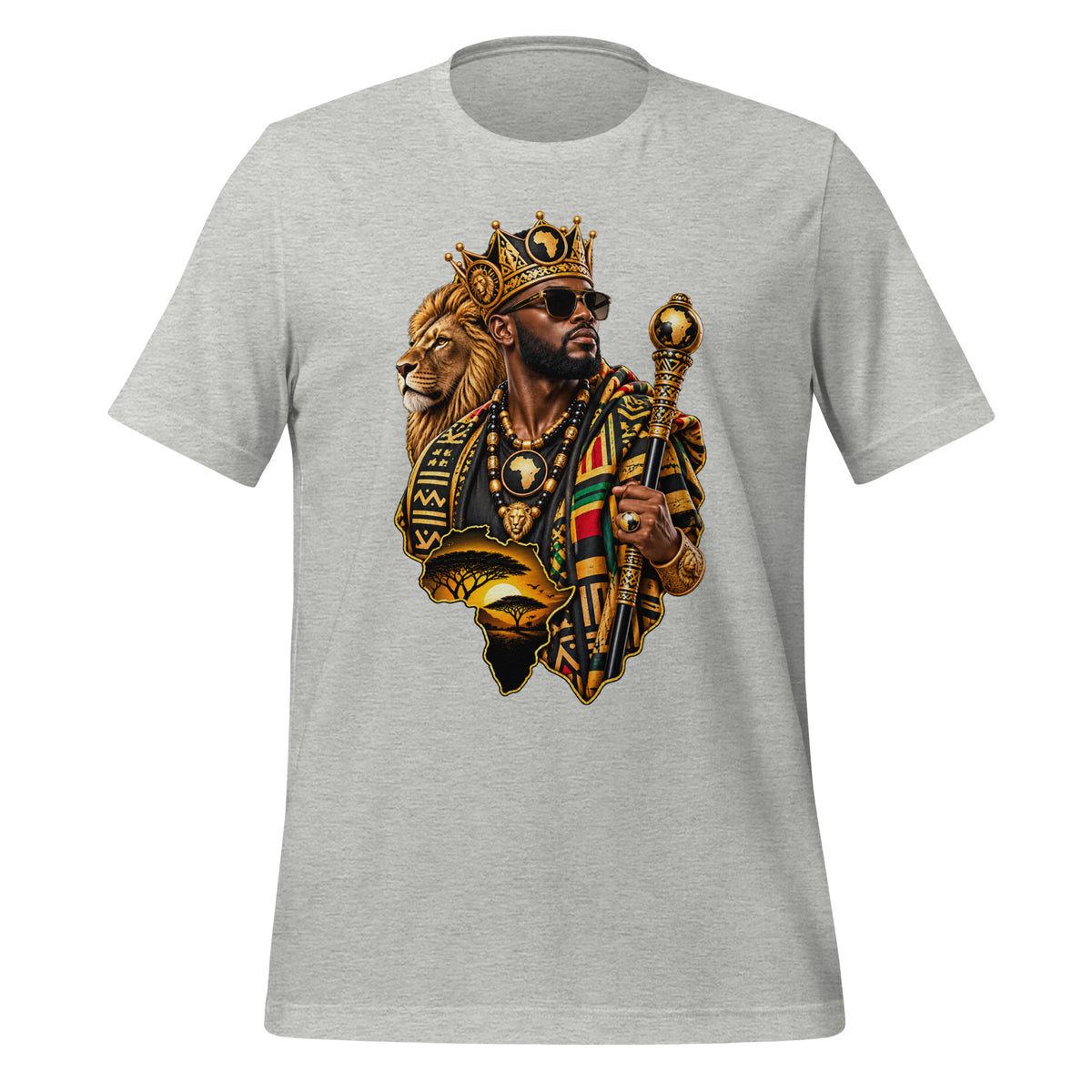 T-shirt Gris King Africa - vue de face - African Generation