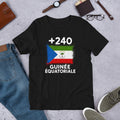 T-shirt Guinée Équatoriale +240 vue de face à plat, drapeau sur poitrine