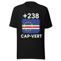 T-shirt Cap-Vert +238 noir vue de face, design drapeau et indicatif