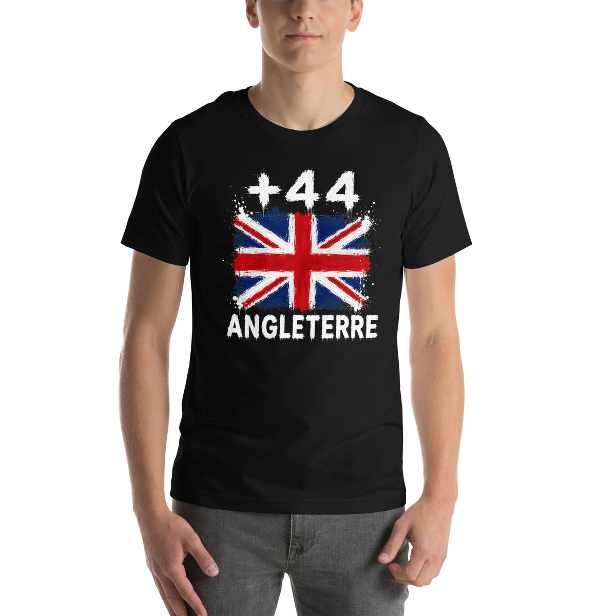 T-shirt Noir Angleterre +44 - Indicatif Fier