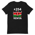 T-shirt Kenya +254 noir vue de face, sérigraphie drapeau kényan