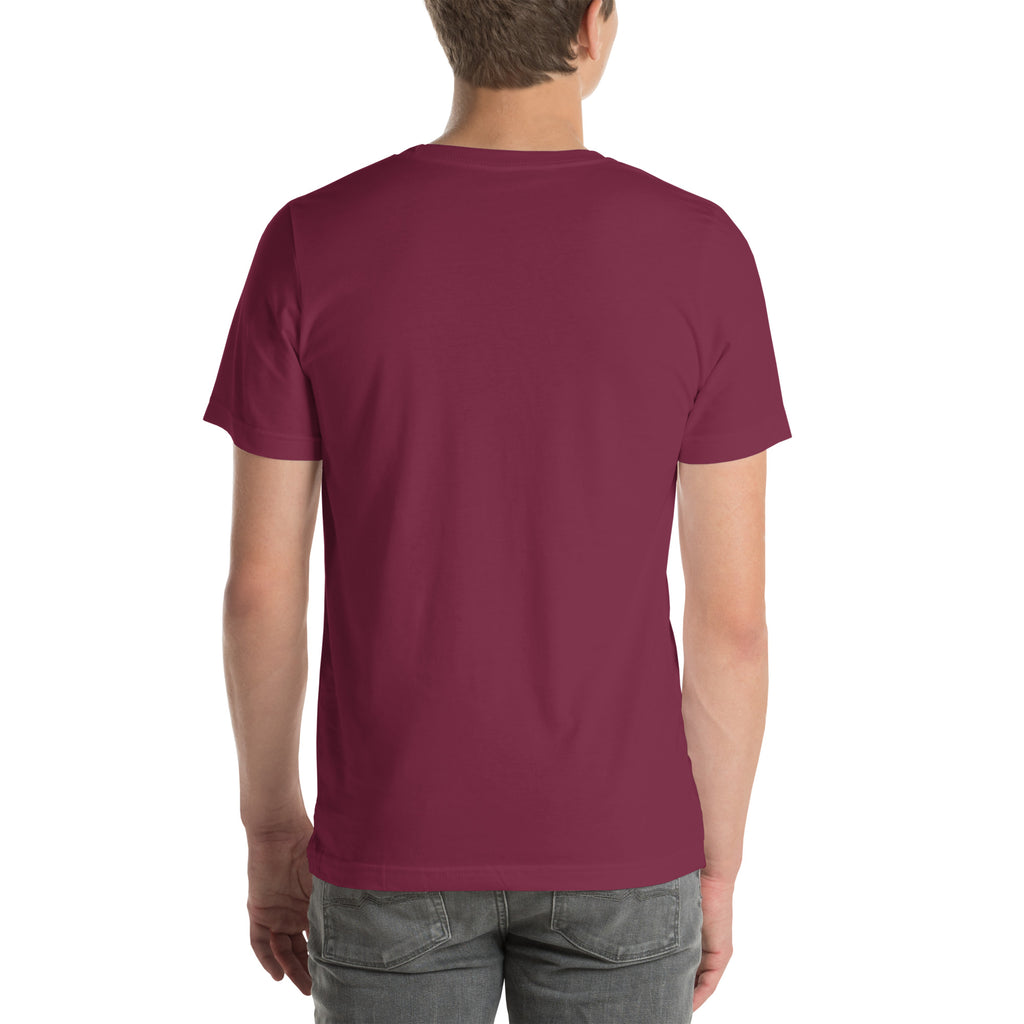 T-shirt Angleterre - Maroon avec drapeau floqué effet éclaboussure de peinture - vue de dos - Indicatif Fier
