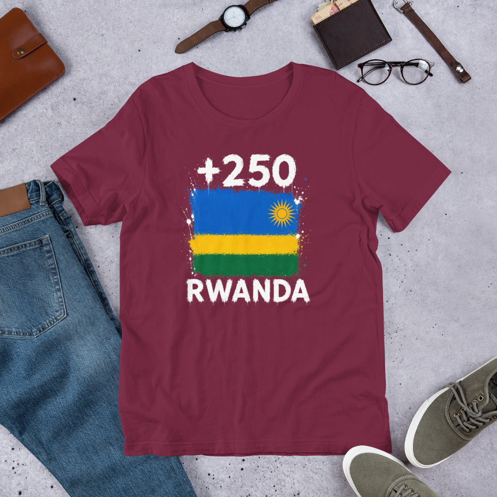 T-shirt Rwanda Maroon vue de face, drapeau rwandais
