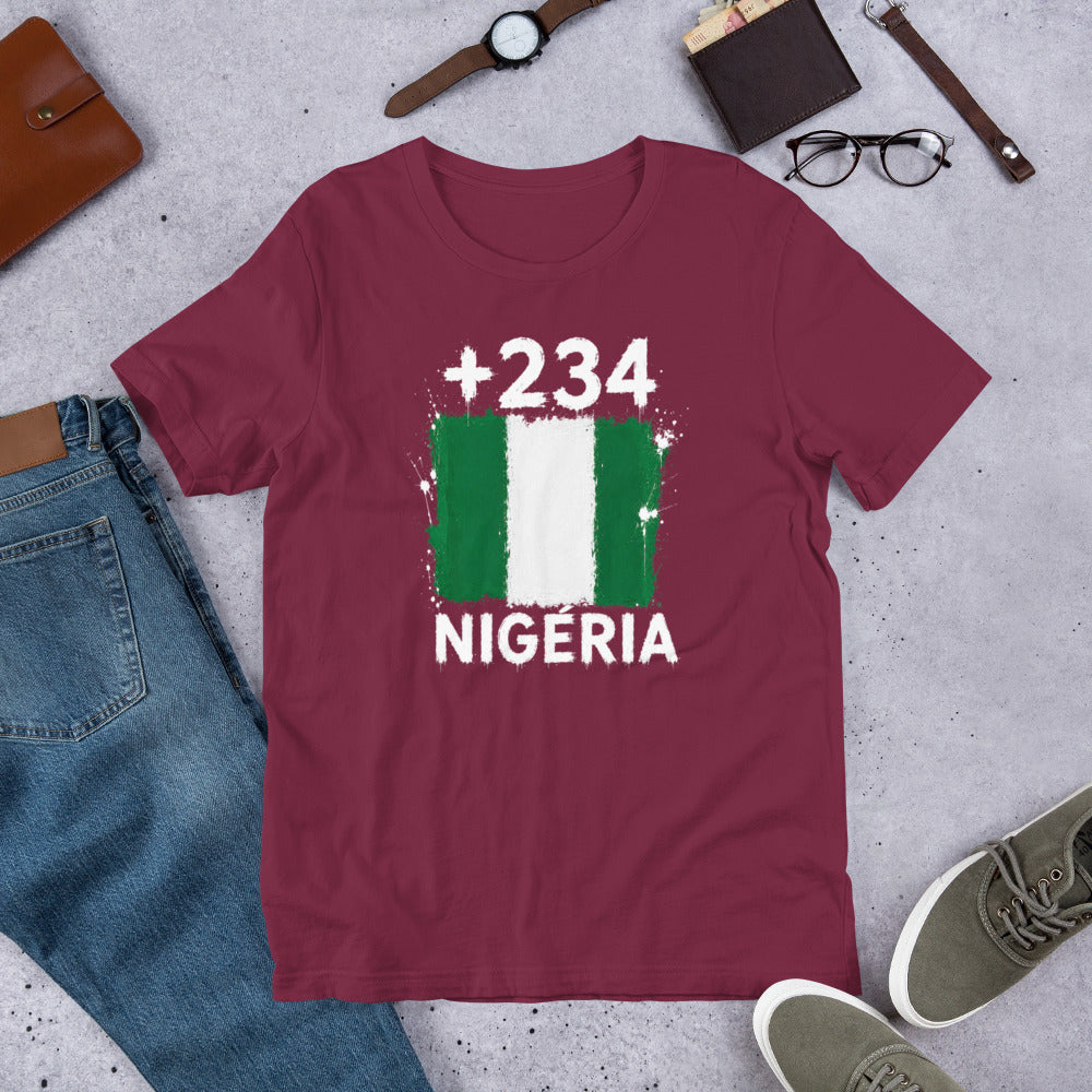 T-shirt Nigeria Maroon vue de face, drapeau nigérian