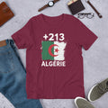 T-shirt Algérie Maroon vue de face, drapeau algérien
