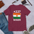 T-shirt Niger Maroon vue de face, drapeau nigérien