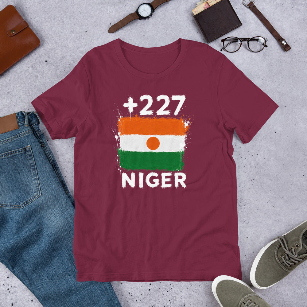 T-shirt Niger Maroon vue de face, drapeau nigérien