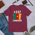 T-shirt Cameroun Maroon vue de face, drapeau camerounais