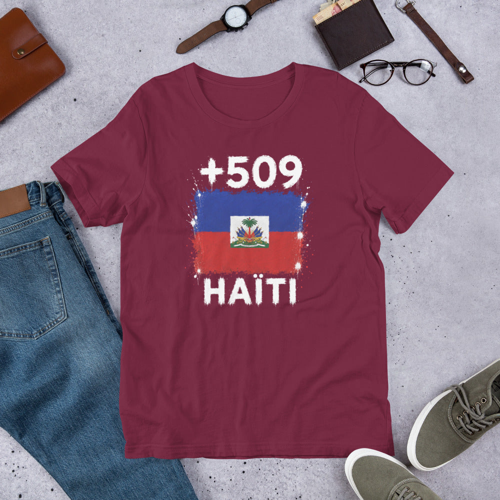 T-shirt Haïti Maroon vue de face, drapeau haïtien