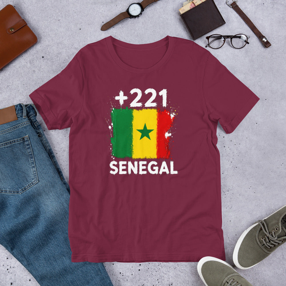T-shirt Sénégal Maroon vue de face, drapeau sénégalais