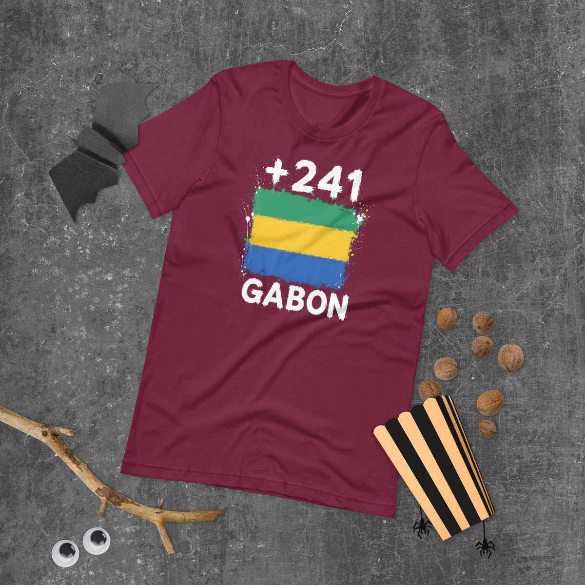 T-shirt Gabon Maroon vue de face, drapeau gabonais
