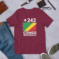 T-shirt Congo Brazzaville Maroon vue de face, drapeau congolais