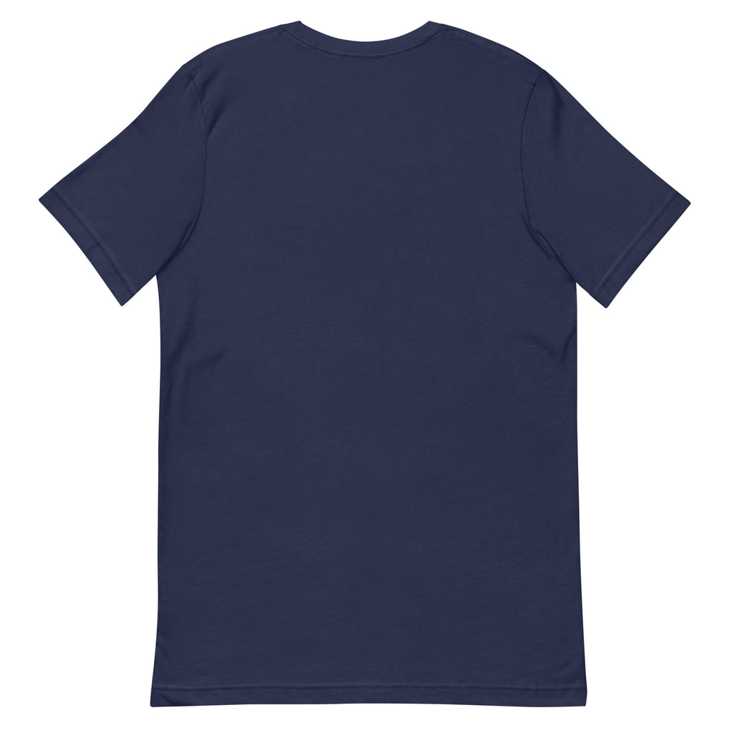 T-shirt Zimbabwe +263 - Bleu marine avec drapeau floqué effet éclaboussure de peinture - vue de dos - Indicatif Fier