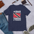 T-shirt Trinidad & Tobago +1868 Navy vue de face, drapeau trinidadien