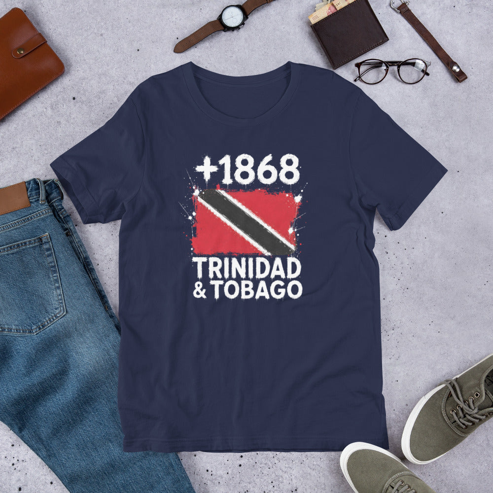 T-shirt Trinidad & Tobago +1868 Navy vue de face, drapeau trinidadien
