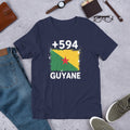 T-shirt Guyane +594 Navy vue de face, drapeau guyanais