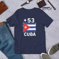 T-shirt Cuba +53 Navy vue de face, drapeau cubain
