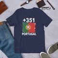 T-shirt Portugal +351 Navy vue de face, drapeau portugais
