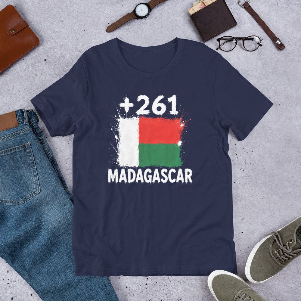 T-shirt Madagascar Navy vue de face, drapeau malgache