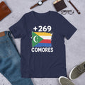 T-shirt Comores Navy vue de face, drapeau comorien