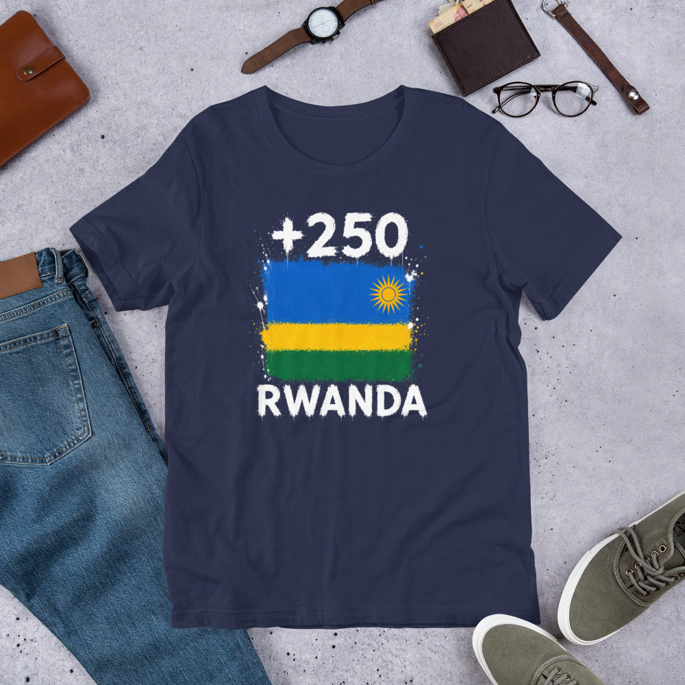 T-shirt Rwanda Navy vue de face, drapeau rwandais