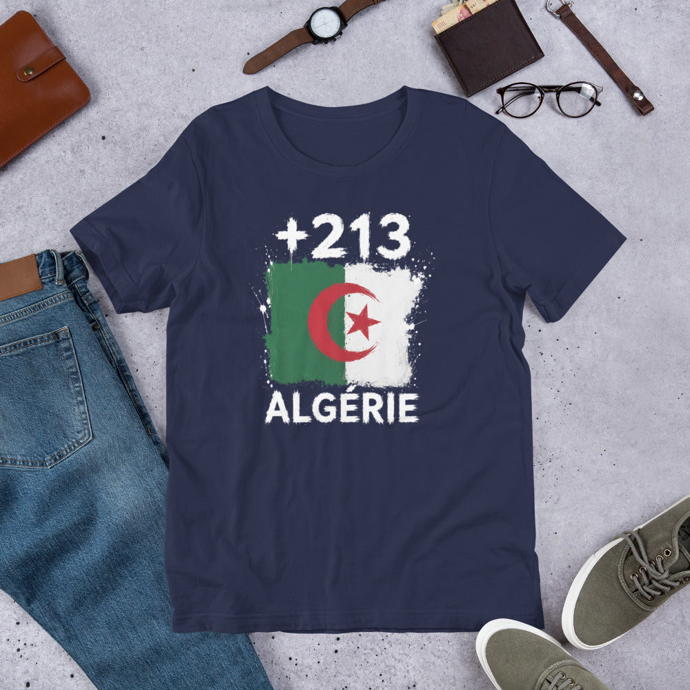 T-shirt Algérie Navy vue de face, drapeau algérien