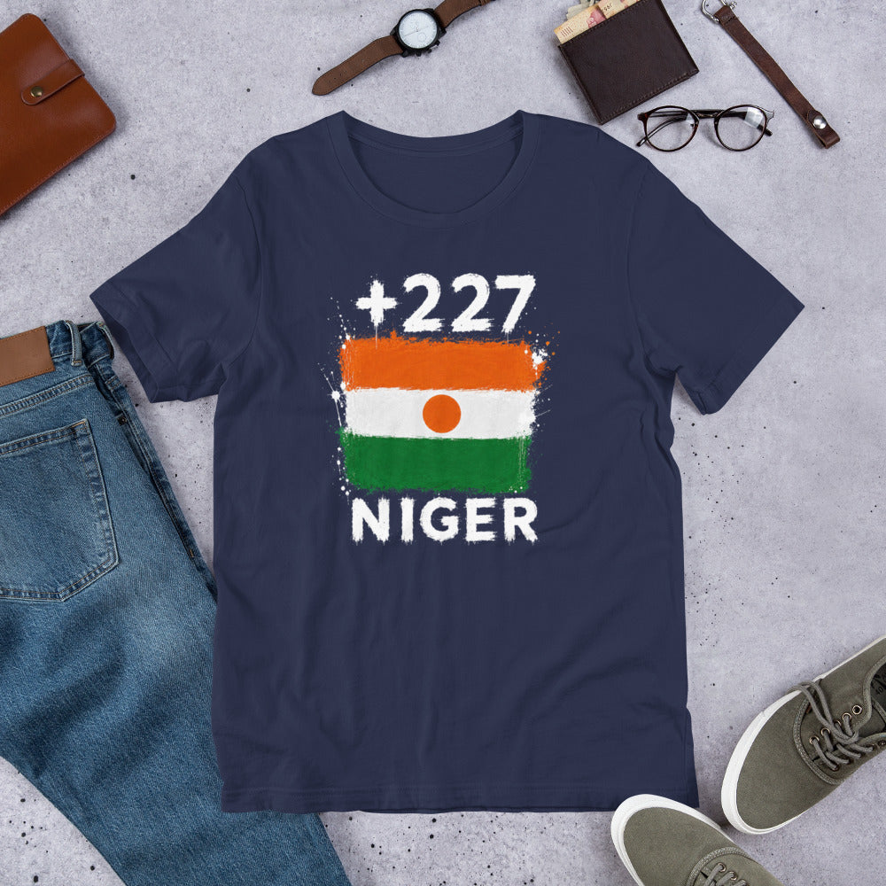 T-shirt Niger Navy vue de face, drapeau nigérien