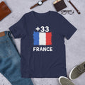 T-shirt France Navy vue de face, drapeau français