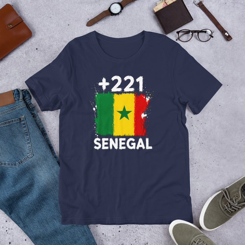 T-shirt Sénégal Navy vue de face, drapeau sénégalais
