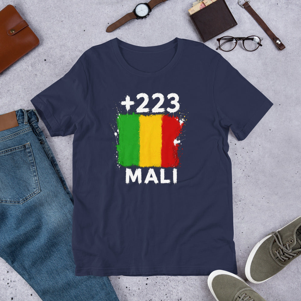 T-shirt Mali Navy vue de face, drapeau malien