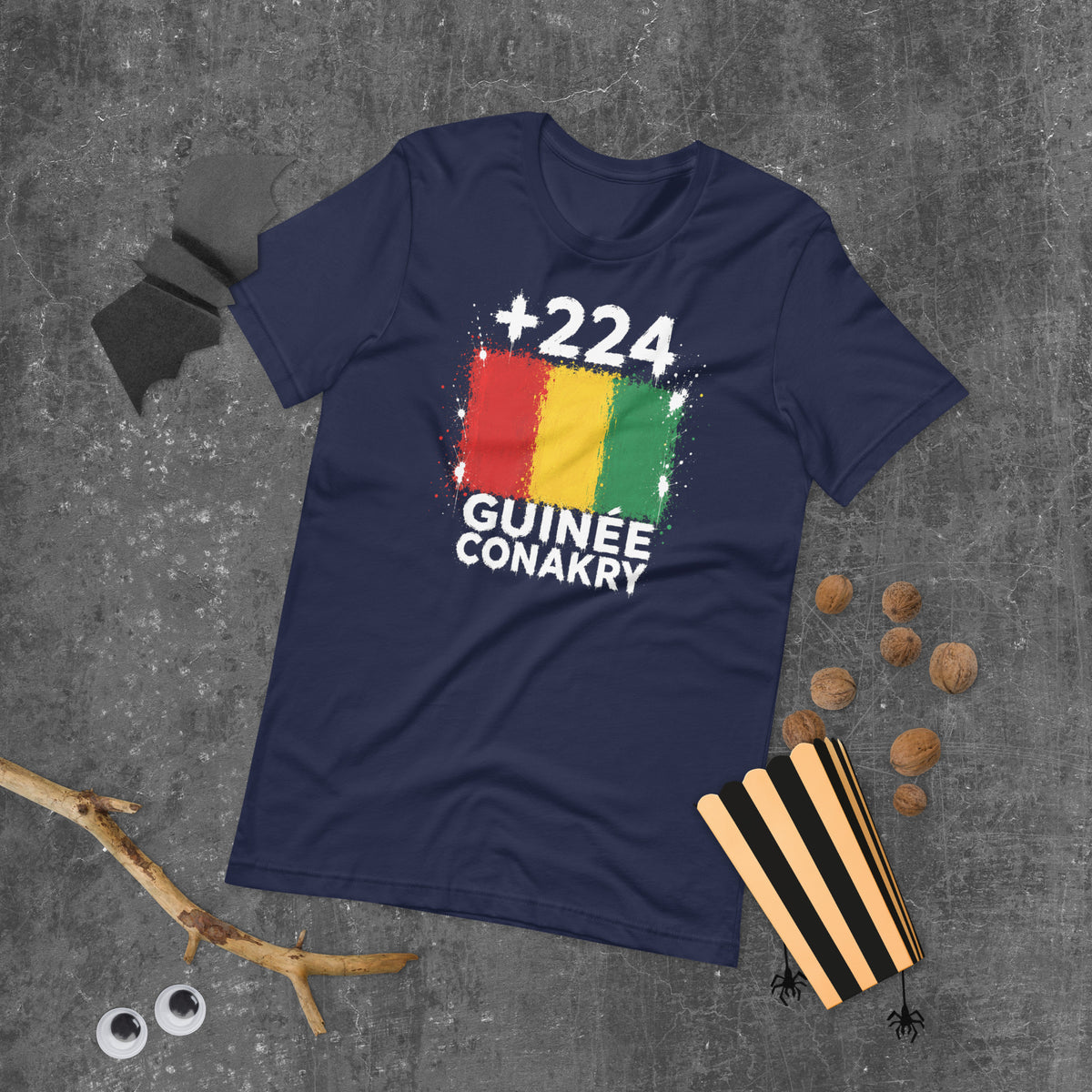 T-shirt Guinée Conakry Navy vue de face, drapeau guinéen