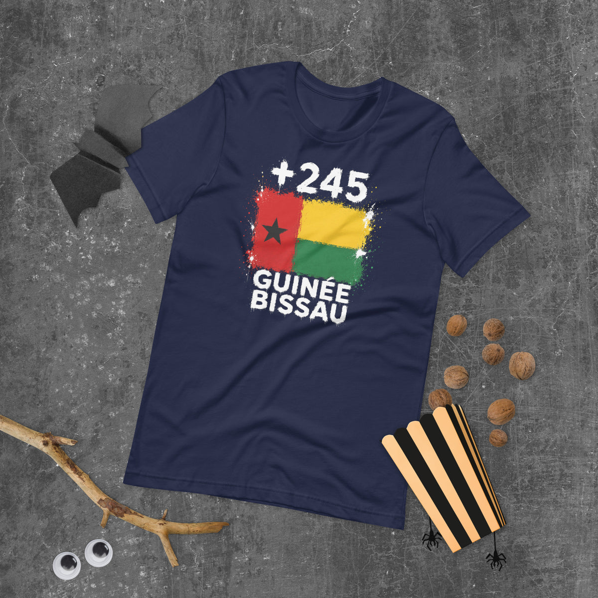 T-shirt Guinée-Bissau Navy vue de face, drapeau bissau-guinéen