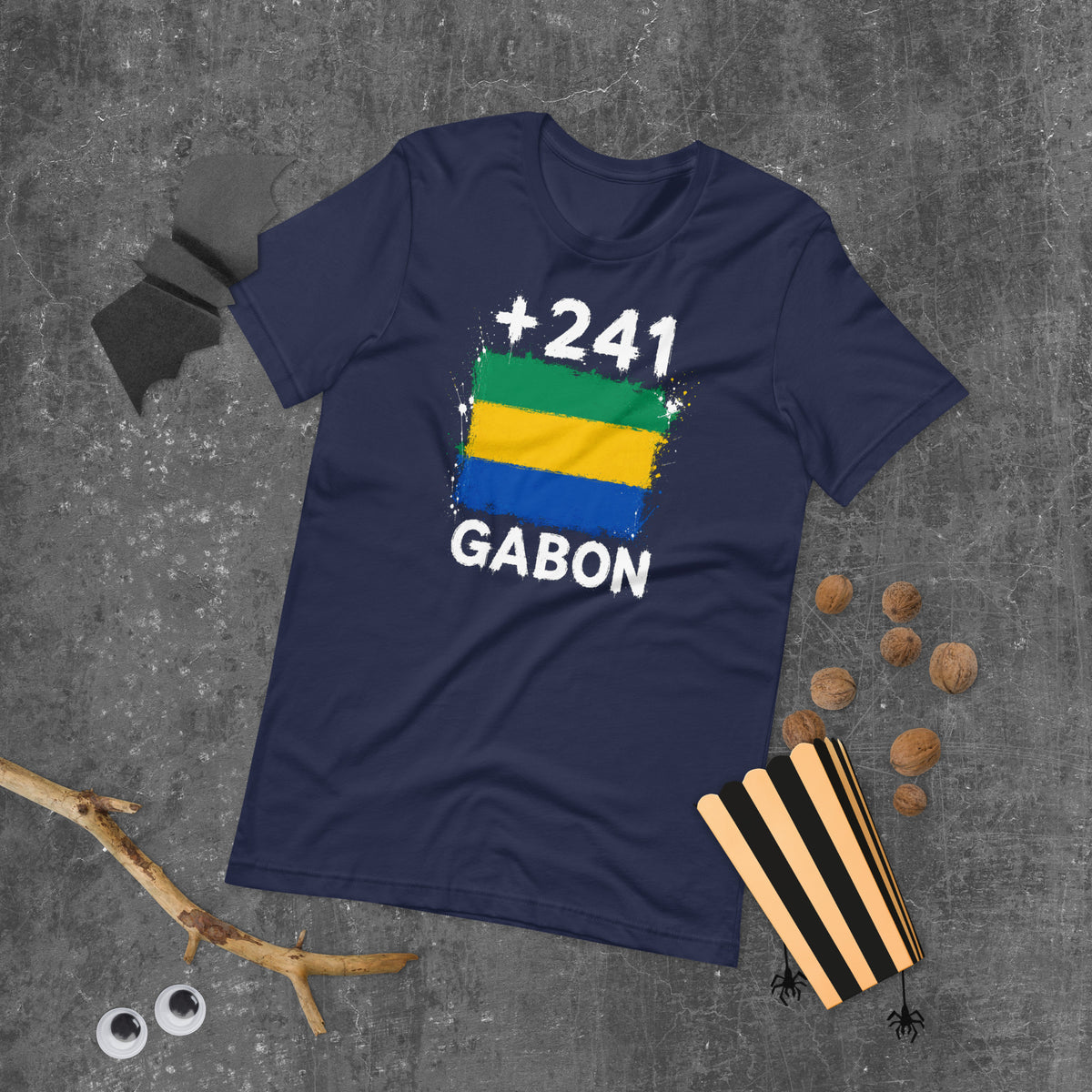 T-shirt Gabon Navy vue de face, drapeau gabonais