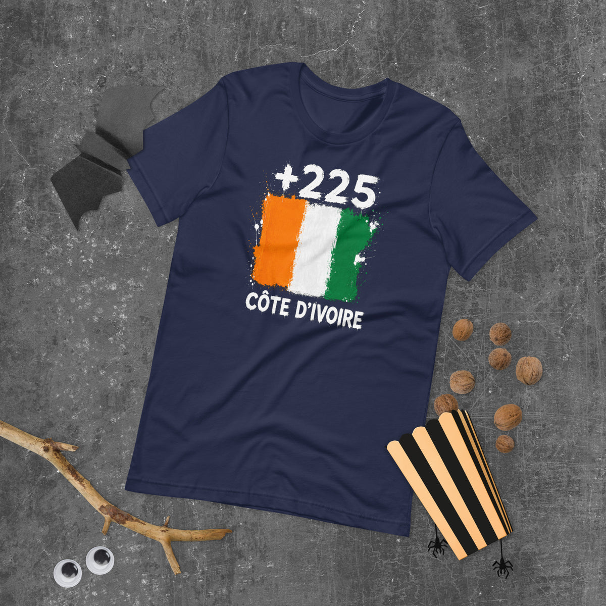 T-shirt Côte d'Ivoire Navy vue de face, drapeau ivoirien