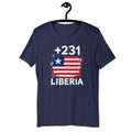 T-shirt Liberia +231 Navy vue de face, drapeau libérien