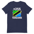 T-shirt Tanzanie +255 navy vue de face, sérigraphie drapeau tanzanien