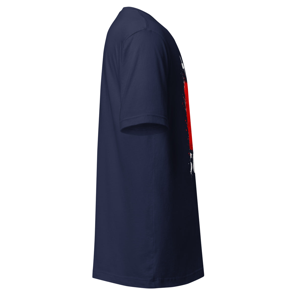 T-shirt Suisse - Navy avec drapeau floqué effet éclaboussure de peinture - vue de profil droit - Indicatif Fier