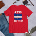 T-shirt Cap-Vert +238 Red vue de face, drapeau cap-verdien