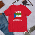 T-shirt Guinée Équatoriale +240 Red vue de face, drapeau équato-guinéen