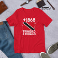 T-shirt Trinidad & Tobago +1868 Red vue de face, drapeau trinidadien