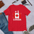 T-shirt Canada +1 Red vue de face, drapeau canadien
