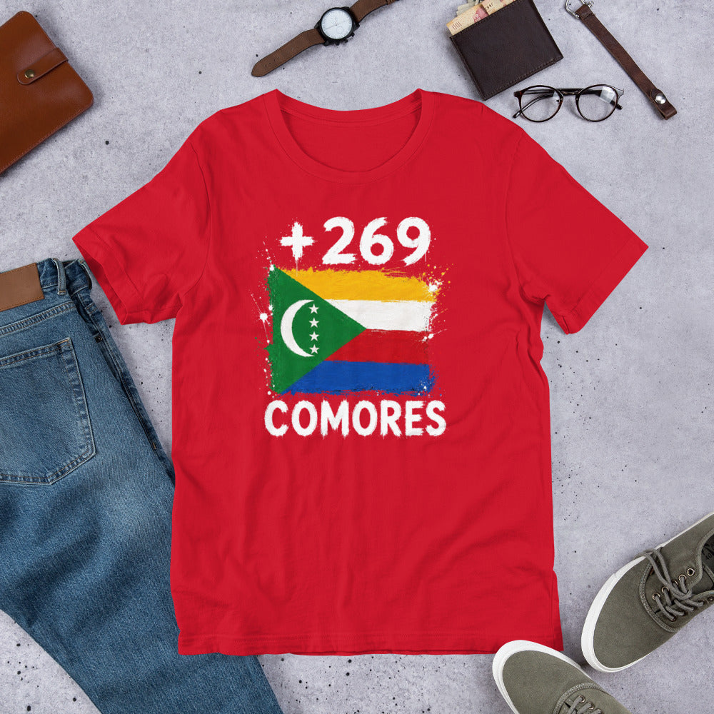 T-shirt Comores Red vue de face, drapeau comorien