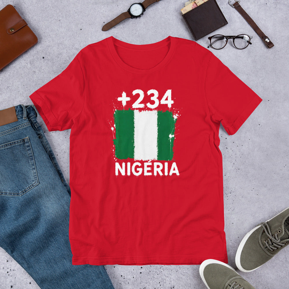 T-shirt Nigeria Red vue de face, drapeau nigérian