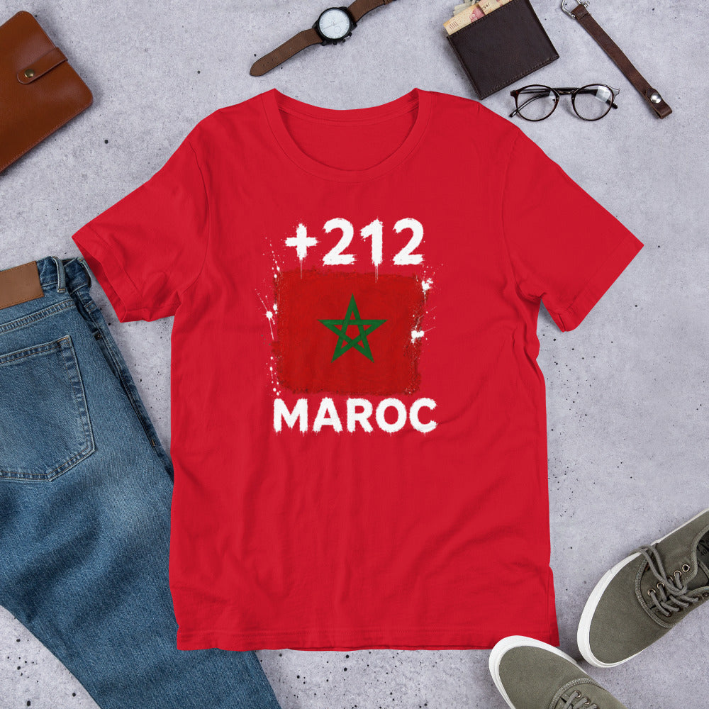 T-shirt Maroc Red vue de face, drapeau marocain