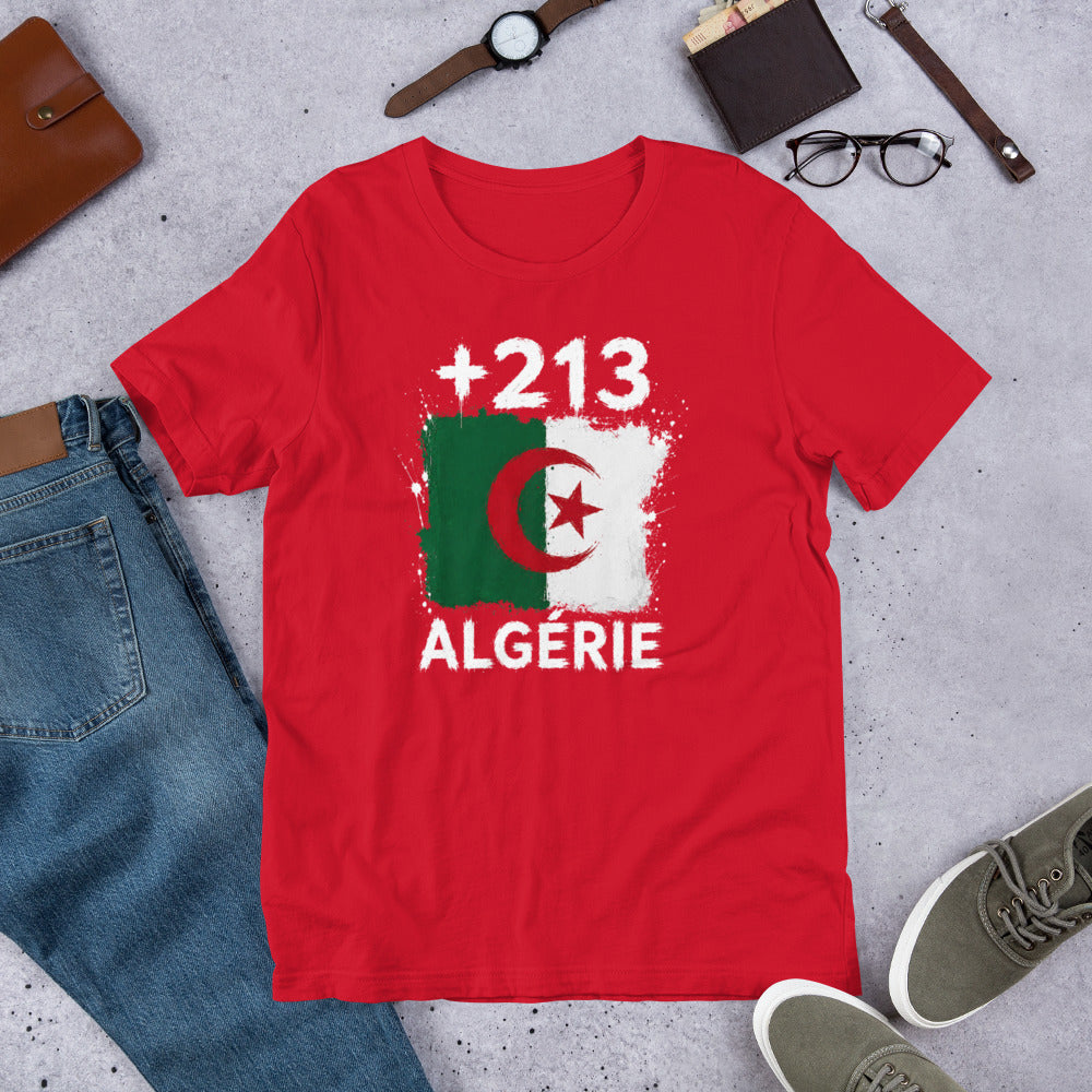 T-shirt Algérie Red vue de face, drapeau algérien