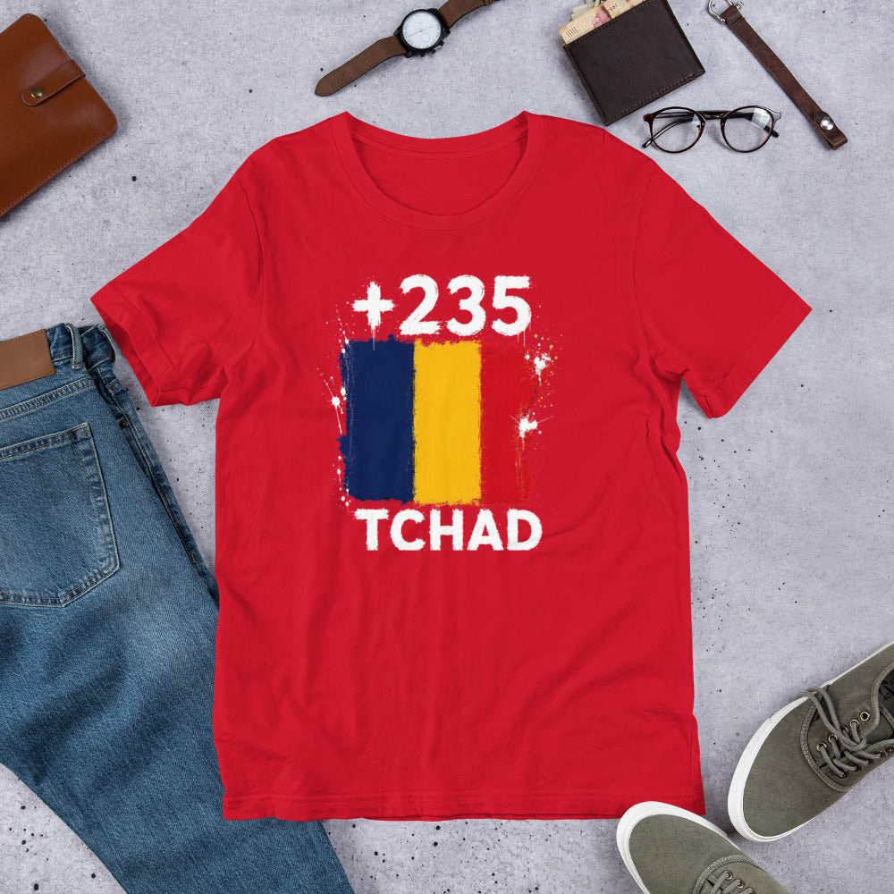 T-shirt Tchad Red vue de face, drapeau tchadien